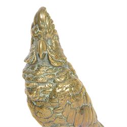 German brass cockatoo, signed Geschutzt, H18cm