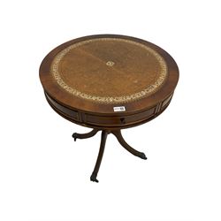 Reproduction yew wood drum table