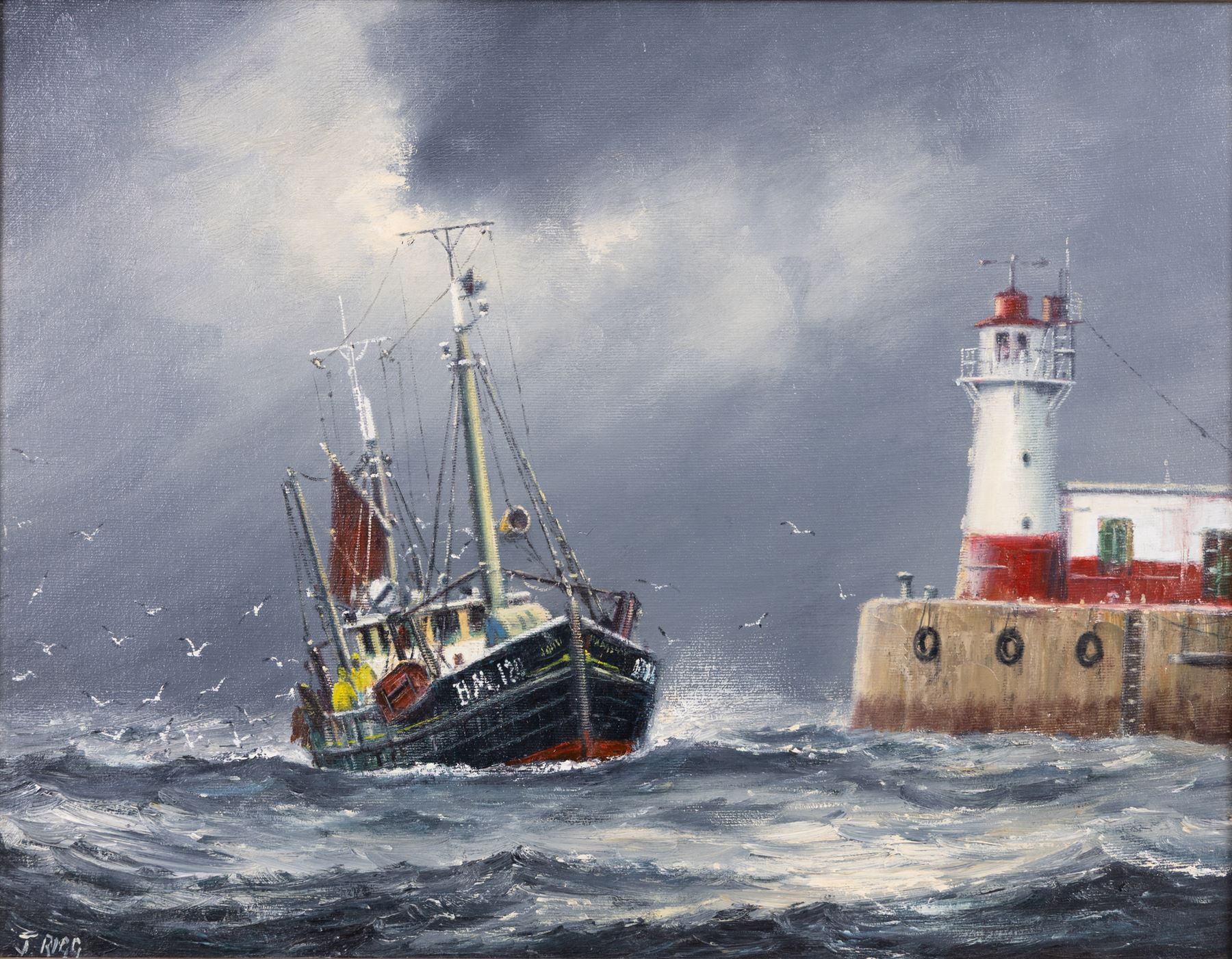 Jack Rigg (British 1927-2023): 'Cornishman', oil on canvas board signed, titled and dated 1985 verso, 34cm x 44cm