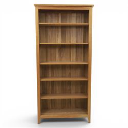 Light ash and oak open bookcase, fitted with five adjustable shelves
