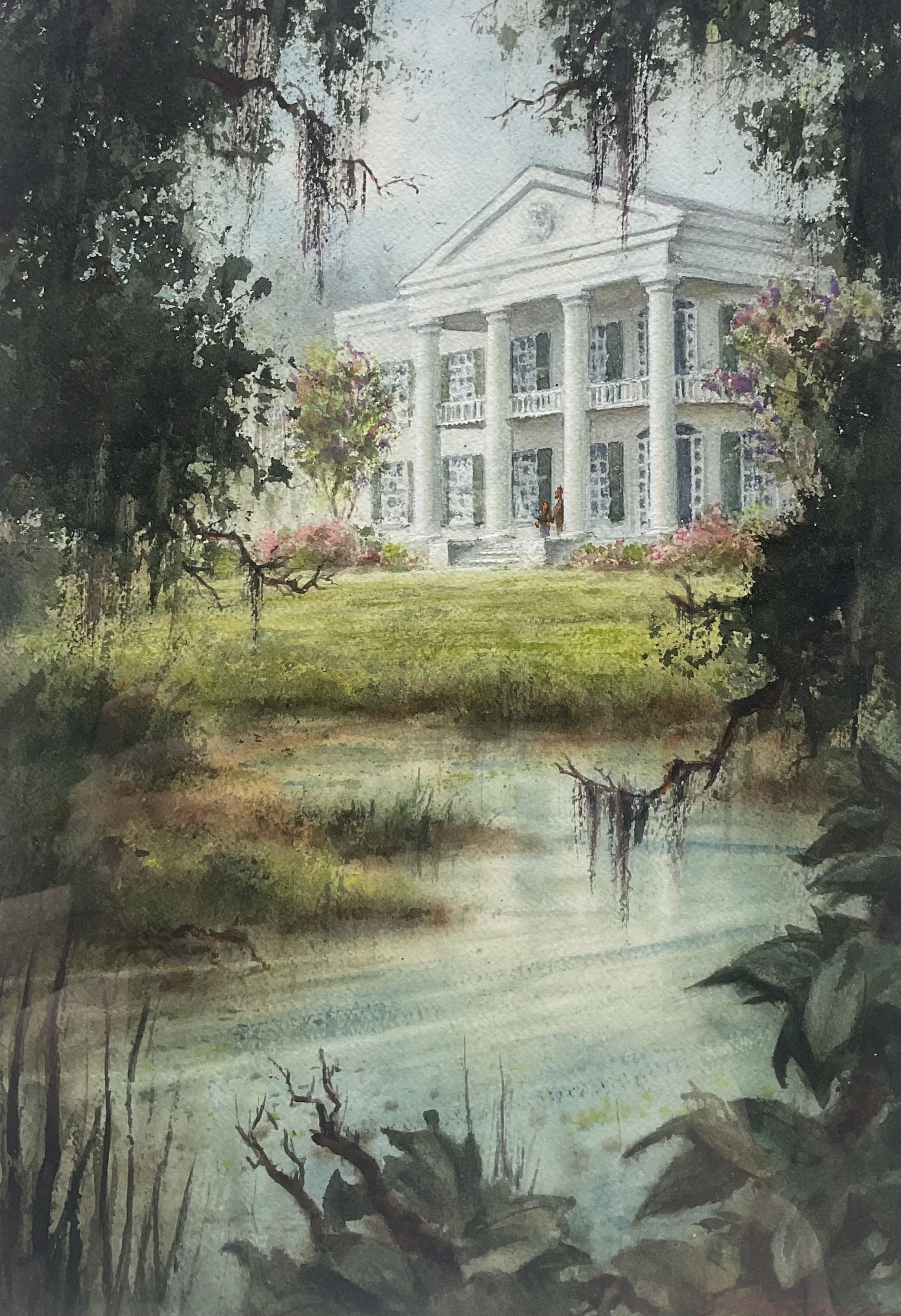 William Unger Stracener (Baton Rouge - Louisiana USA 1928-2016): American Country House, watercolour signed 35cm x 24cm