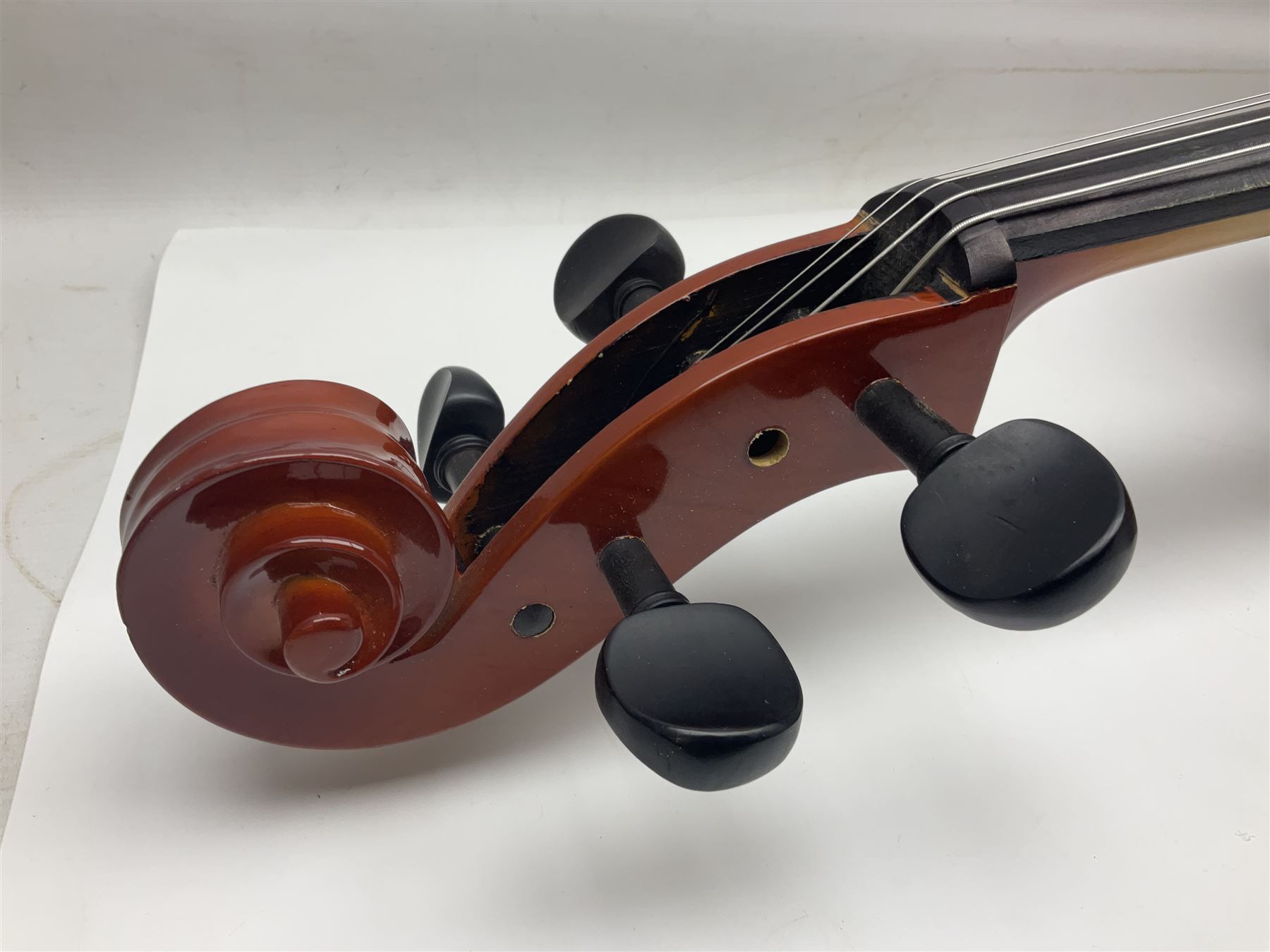 Gear4Music three-quarter sized cello with 70cm one-piece back and spruce top; bears maker's label; L112cm overall; in soft carrying case with Erich Steiner bow