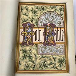 Victorian Rev. John Eadie leather bound Family Bible; three other Victorian leather bound Bibles; and another Victorian leather bound book The Altar of the Household edited by the late rev. John Harris (5)
