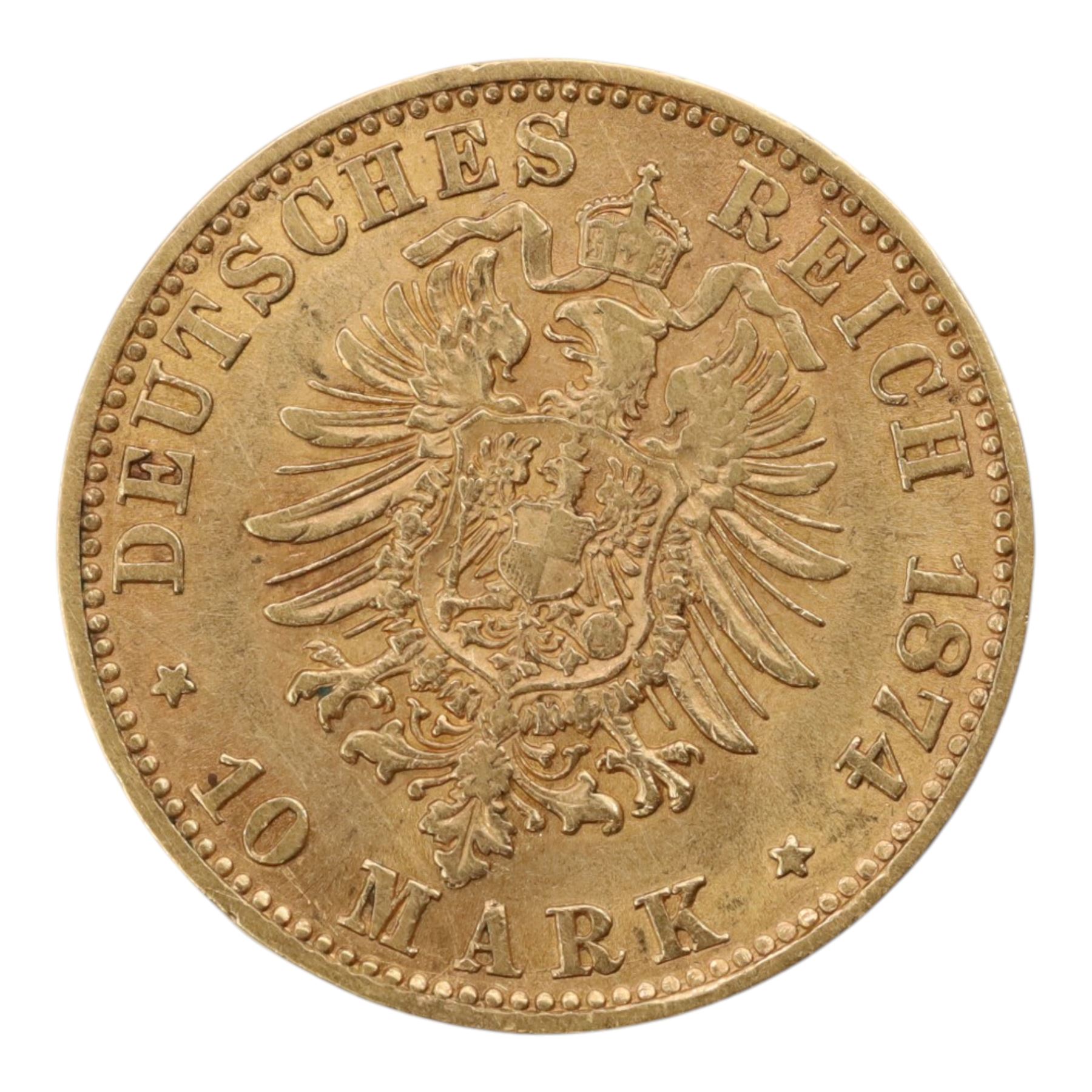 Germany Charles I 1874 gold ten mark coin
