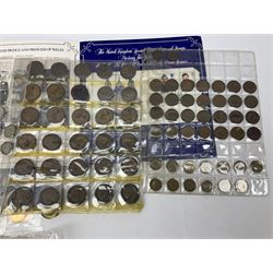 Coins including United Kingdom 1995 two pound coin on card, King George VI 1951 Festival of Britain crown, pre-decimal coinage etc, in one box
