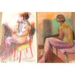  Figurative Portraits, collection of contemporary pastels and mixed media's on paper by Dorothy Thelwall unsigned 86cm x 60cm unframed (16)  Notes: from her Studio collection Ripon   
