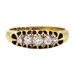Edwardian 18ct gold five stone diamond ring, London 1910
