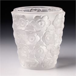 Lalique Anemone candle holder, engraved Lalique France, H8cm