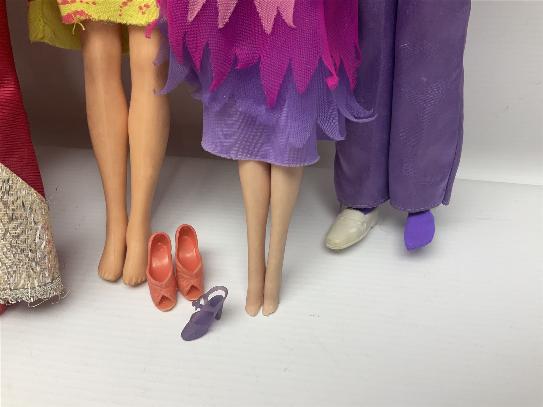 Pelham Puppet - Tyrolean Girl in yellow box; three 'A' Team action figures; clockwork plastic Mickey Mouse figure; and seven various fashion dolls (12)