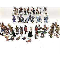 Over seventy cast metal figures by Del Prado, Corgi Icon, NLP etc including Napoleonic War, WW1 and WW2, knights on horseback and other mounted figures etc; all unboxed