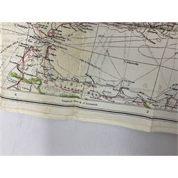 Two WW2 double sided silk escape and evade maps of Europe, comprising: Germany, Belgium, France, Holland, Spain etc,  in canvas envelope stamped Mark II