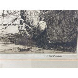 Arthur John Trevor Briscoe (British 1873-1943): 'Burning Off', limited edition etching signed and numbered 39/75, titled and dated '30 in plate 19cm x 29.5cm 