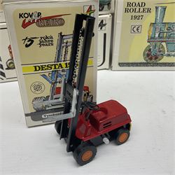 Kovap - eleven tinplate models to include Tractor and Trailer, Road Roller 1927, Moving Moneybox 1924, Hawkeye type B 1924, Boy on a Tricycle; all in original boxes 