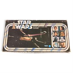 Two 1980s Kenner Star Wars action figure collector's cases, including Return of the Jedi C-3PO and The Empire Strikes Back Darth Vader, tallest H48cm, together with a Kenner Star Wars Escape From Death Star Game