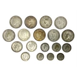 Approximately 175 grams of Great British pre 1947 silver coins
