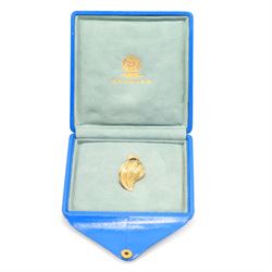 18ct gold abstract 'Flame' brooch designed by Henry Dunay for Garrard, London import mark 1986, boxed with receipt