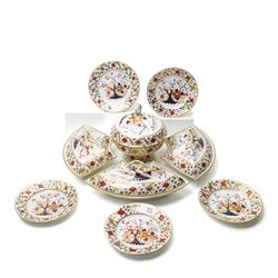 Early 19th century Bloor Derby dinner wares, c.1800-1825, Asian Rose pattern, comprising f...