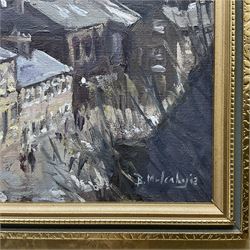 Bruce Mulcahy (British 1955-): 'Marsden' West Yorkshire, oil on canvas board signed, titled and dated 2013 on artist's address label verso 29cm x 29cm
Notes: member of the Fylingdales Group of Artists