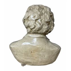 Crackle glaze bust of Beethoven, H42cm