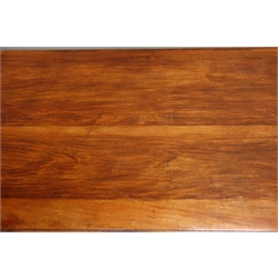  Edwardian walnut chest, two short and three long drawers, plinth base on castors, W103cm, H107cm, D50cm  