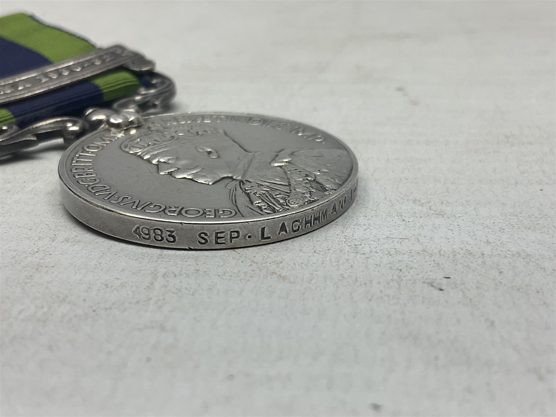 George V India General Service Medal with Burma 1930-32 clasp awarded to 4983 Sep. L. Achhman 1-17 Dogra R.; with ribbon