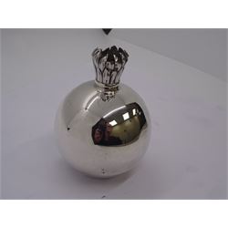 Edwardian silver grenade form table lighter, of globular form with flambeau neck, hallmarked Chester 1904, makers mark worn and indistinct, H8.5cm