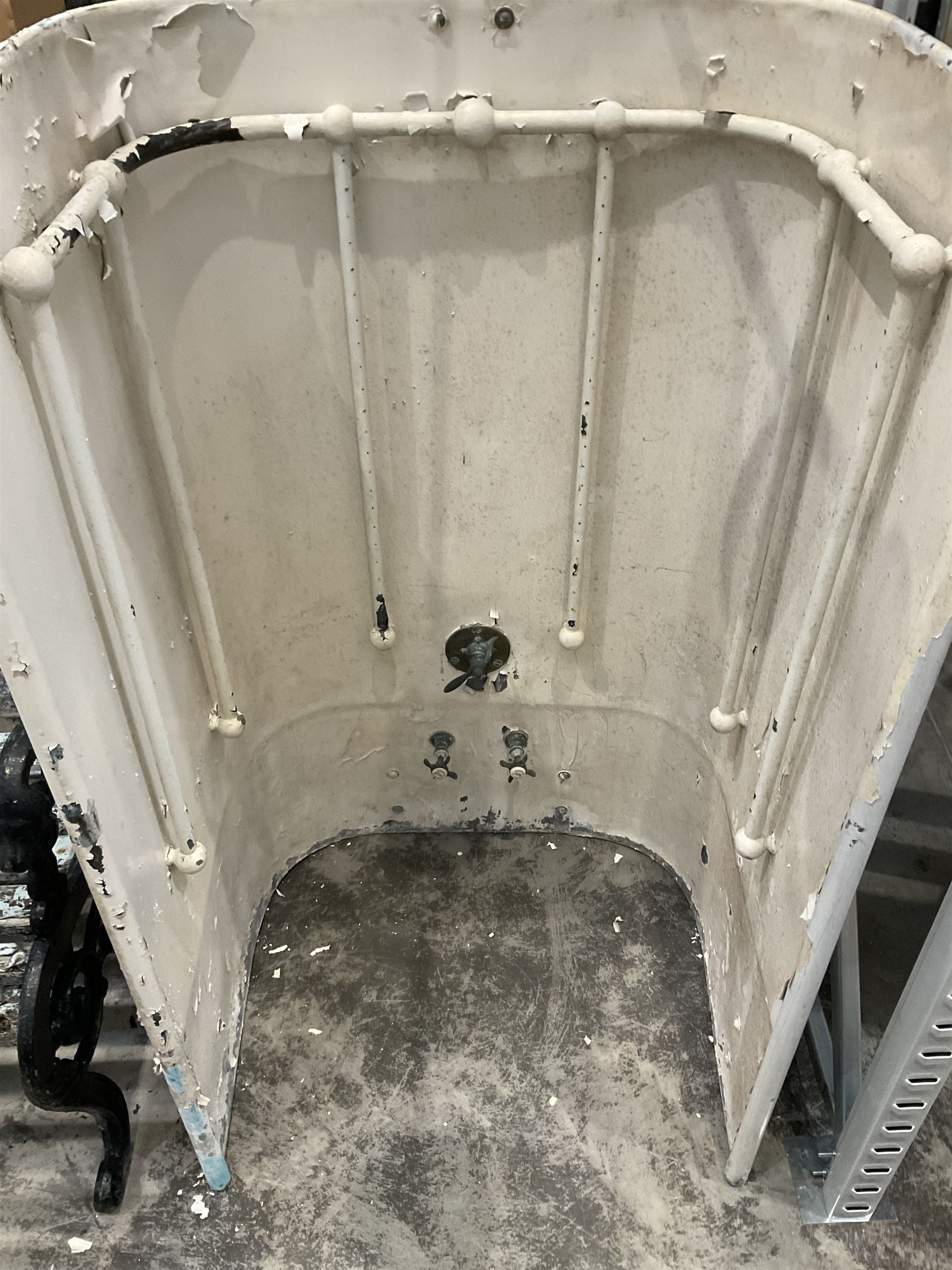 Edwardian lead and metal bath shower canopy painted in white - THIS LOT IS TO BE COLLECTED BY APPOINTMENT FROM DUGGLEBY STORAGE, GREAT HILL, EASTFIELD, SCARBOROUGH, YO11 3TX