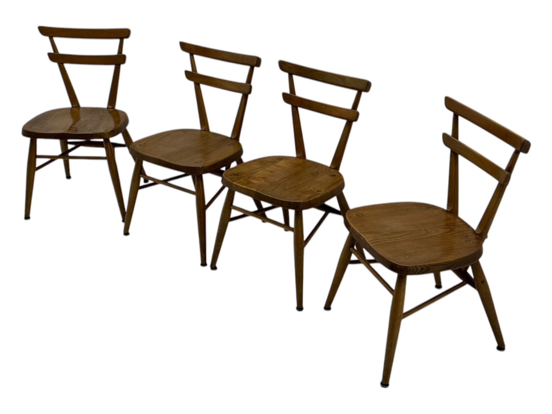 Lucian Ercolani for Ercol - mid-20th century set of four ‘Yellow Dot’ elm and beech child’s chairs