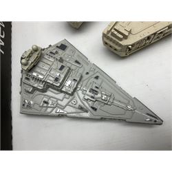 Star wars - Kenner Millenium Falcon spaceship with De Agostini boxed smaller model; X-Wing Fighter; and three story books on the original trilogy of films; together with other TV/Film related spacecraft; Mamod steam roller; assorted unboxed and playworn die-cast models etc