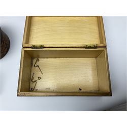 Folk art style dressing table set to include tray, mirror, brush etc, together with pair of wooden tulip vases, large wooden box etc 