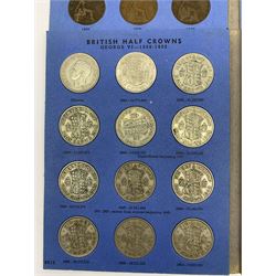 Twelve incomplete Whitman folders including pre 1947 half crowns, pre 1920 and pre1947 florins, King Edward VII and later pennies etc