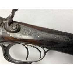 SHOTGUN CERTIFICATE REQUIRED - 19th century John Adams of London 12-bore double barrel side-by-side hammer gun with screw under-lever opening, 76cm (30