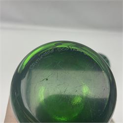 Pair of Victorian green glass dump paperweights with air bubble inclusions, together with Caithness paperweight and three other paperweights, dump H15cm