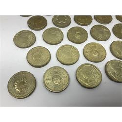 Twenty-eight Queen Elizabeth II old style two pound coins, including 1994 'Bank of England' etc