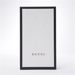 Gucci - pair of oversized black acetate sunglasses, the square frames with studded and crystal embellishment to the front and signature green and red web temples with interlocking gold-tone GG logo and bee motif, unused with original velvet pouch and box