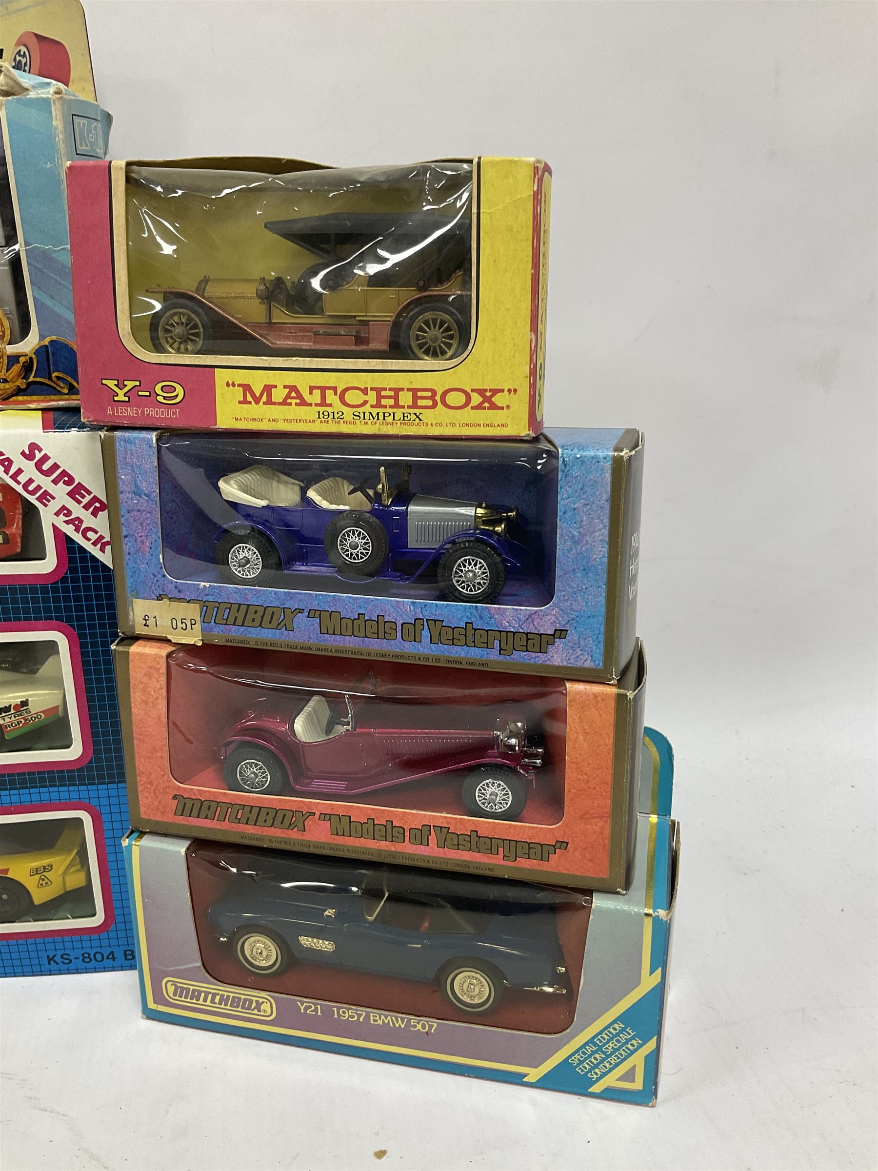 Matchbox - twenty-one die-cast models/sets including two x Superkings K-15; two x Superkings SP-760; two x Super Value Pack KS-804; five Skybusters; Convoys GBK70; Models of Yesteryear etc; all boxed/blister packed (21)