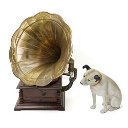 Painted plaster advertising figure of Nipper, the His Masters Voice (HMV) dog, H34cm, with...