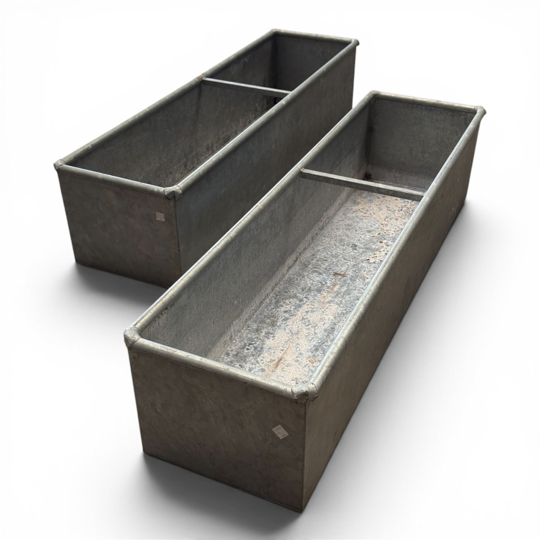 IAE - two galvanised water troughs, one with tap