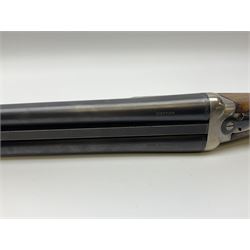 Spanish Master 12-bore side-by-side double barrel boxlock ejector sporting gun, 70.5cm barrels, pale walnut stock with chequered grip and plain fore-end and thumb safety, serial no.130828, L113cm SHOTGUN CERTIFICATE REQUIRED