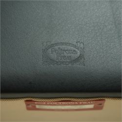 Poltrona Frau - set of eight ‘Vittoria’ dining chairs, each upholstered in black Pelle Frau leather with rolled top-cresting backs and saddle-stitched seams, raised on tapering stained beech supports