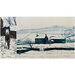 Peter Brook (Northern British 1927-2009): 'Hannah Hauxwell with her Young Dog' and 'Hannah Hauxwell Waving Goodbye', two limited edition prints signed and numbered in pencil max 34cm x 57cm (2)