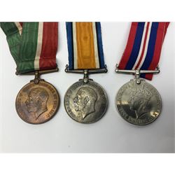 WW1 pair of medals comprising British war medal and Victory Medal awarded to 19774 Pte. G. Headlam Sea. Highrs.; another WW1 pair of medals comprising British War Medal and Mercantile Marine Medal awarded to Charles Filburn; WW2 group of five medals comprising 1939-45 War Medal, Defence Medal, 1939-45 Star, Africa Star and Burma Star; in issue box addressed to Mr. H, Smithson with medal slip; all with ribbons; and Edward VIII Coronation medal (10)