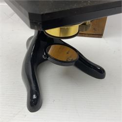 Three microscopes, comprising Ernst Leitz Wetzlar, W Watson & Sons service II no 125485, W Watson & Sons Bactil binocular no 115722, all boxed  