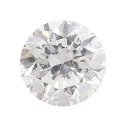 Loose round brilliant cut diamond of 2.12 carat, SI2 clarity, H colour, with World Gemological Institute Certificate