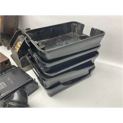 Collection of phone headsets, including GPO bakelite examples, together with other telephone parts 