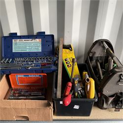 Selection of tools including Stanley tool bag, saws, Drapper socket sets and other - THIS LOT IS TO BE COLLECTED BY APPOINTMENT FROM DUGGLEBY STORAGE, GREAT HILL, EASTFIELD, SCARBOROUGH, YO11 3TX