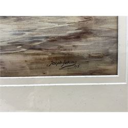 Joseph Jobling (British 1870-1930): Sunrise over Tynemouth and the Abbey, watercolour signed and dated 1915, 29cm x 45cm 
Provenance: private collection, purchased David Duggleby Ltd 8th March 2010, Lot 92