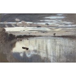 William Shackleton (Bradford 1872-1933): Frozen Lake, pastel on board signed 24cm x 36cm 