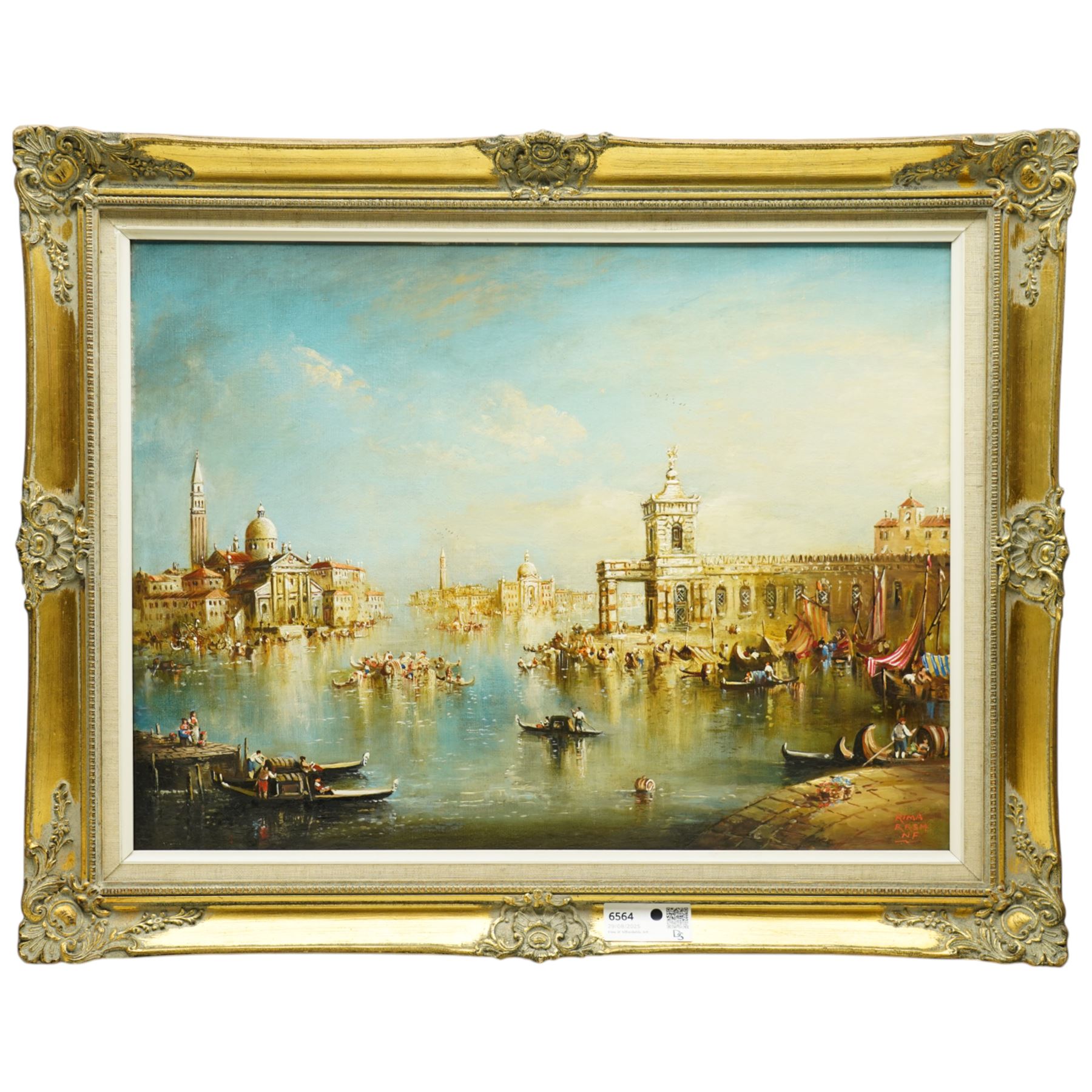 Norman Henry French 'Rima' (British, 1906-1984): Venetian Landscape with Gondoliers, oil on canvas signed 45cm x 60cm