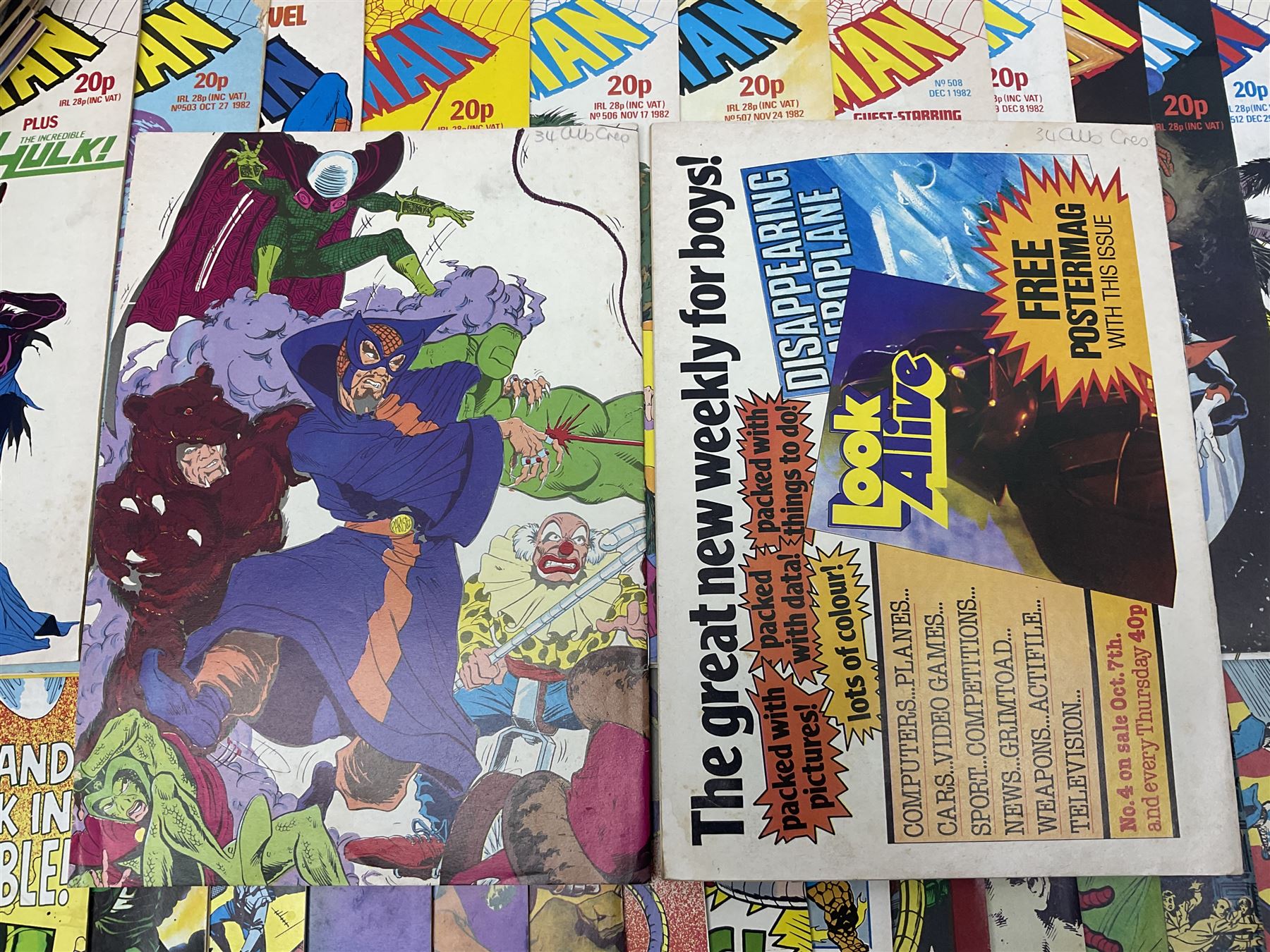 Spider-Man comics (1982-1985) nos 500-527, 529-535, 537-552, 579-602, 604-614, 620-626, and 628-631 (97)